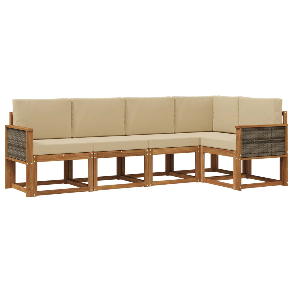 Ensemble de canapés d'extérieur 5 pcs naturel et beige