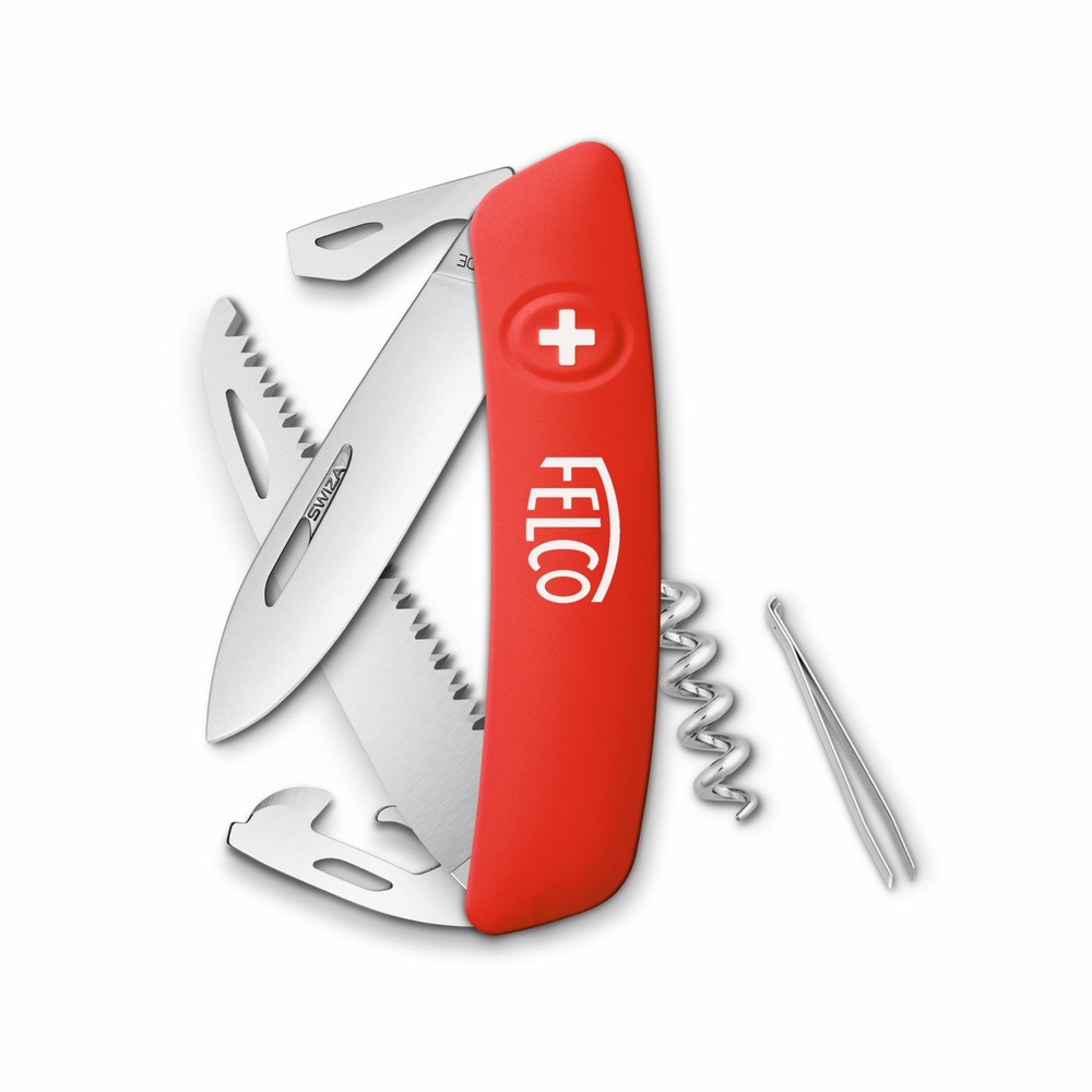 Felco couteau suisse n° 505 (couteau pliant / outil de poche avec 10 fonctions, lame en acier inoxydable, poignée résistante)