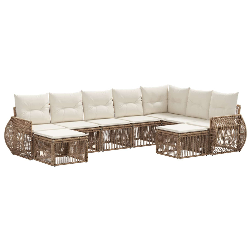 Ensemble de canapé de jardin 9 pcs beige polyrotin