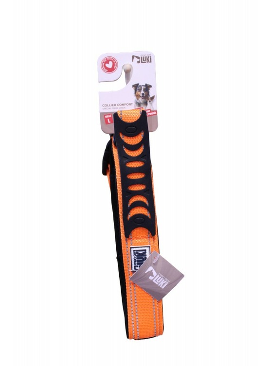 Mon ami luki - collier réfléchissant chien - orange - chien - aille xl-2.5cmx50/75cm