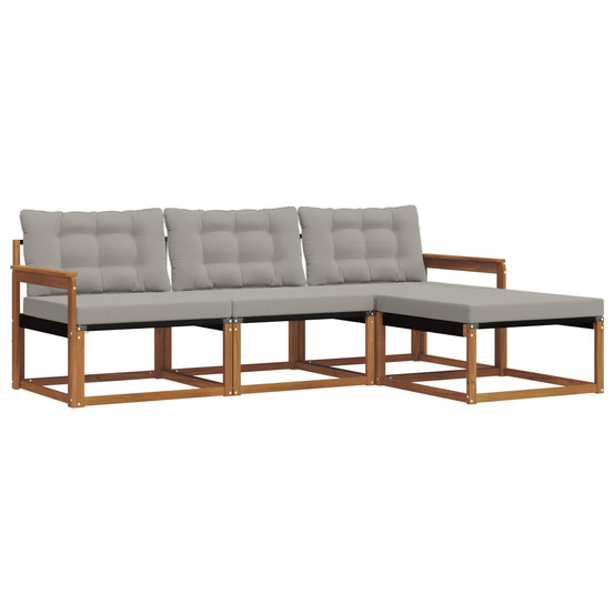 Ensemble de canapés d'extérieur 4 pcs gris naturel et clair