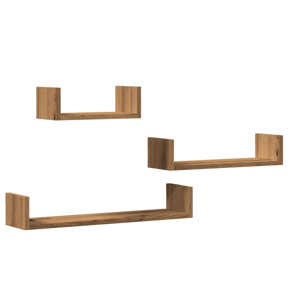 Étagères murales 3 pcs chêne artisanal bois d'ingénierie