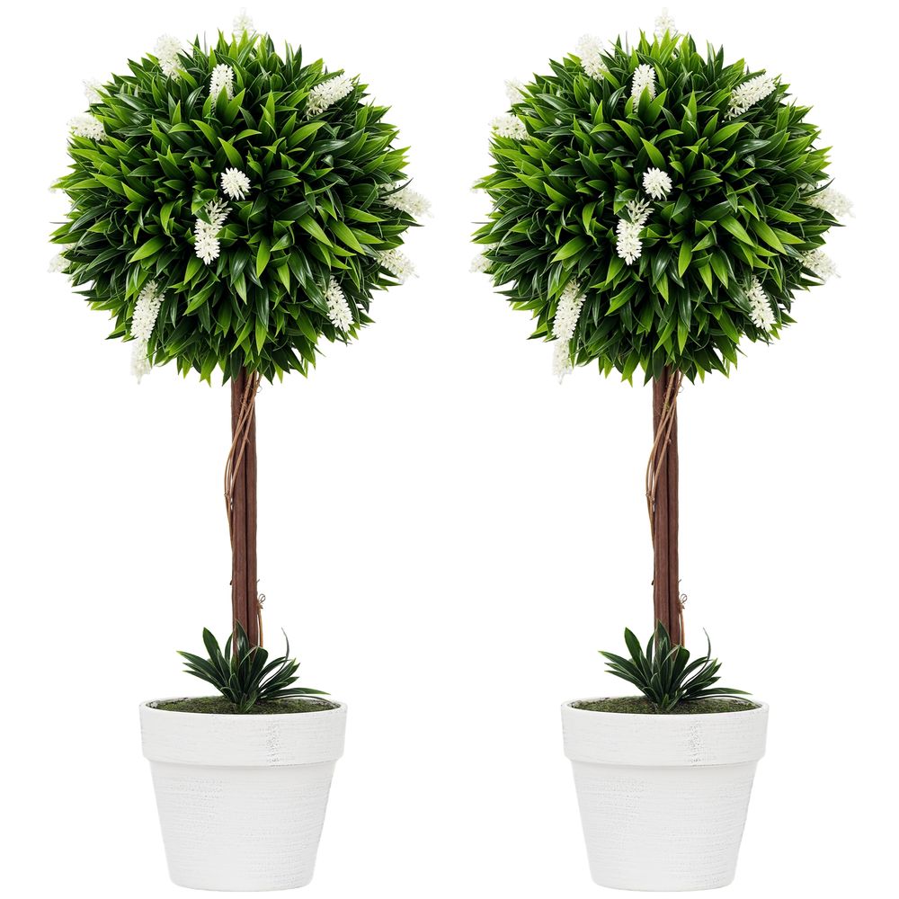 Plante artificielle lavande plastique pour intérieur et extérieur sans entretien 60cm blanc