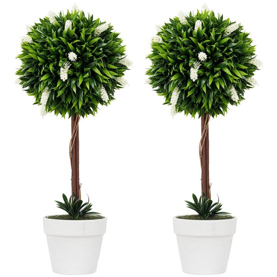 Plante artificielle lavande plastique pour intérieur et extérieur sans entretien 60cm blanc