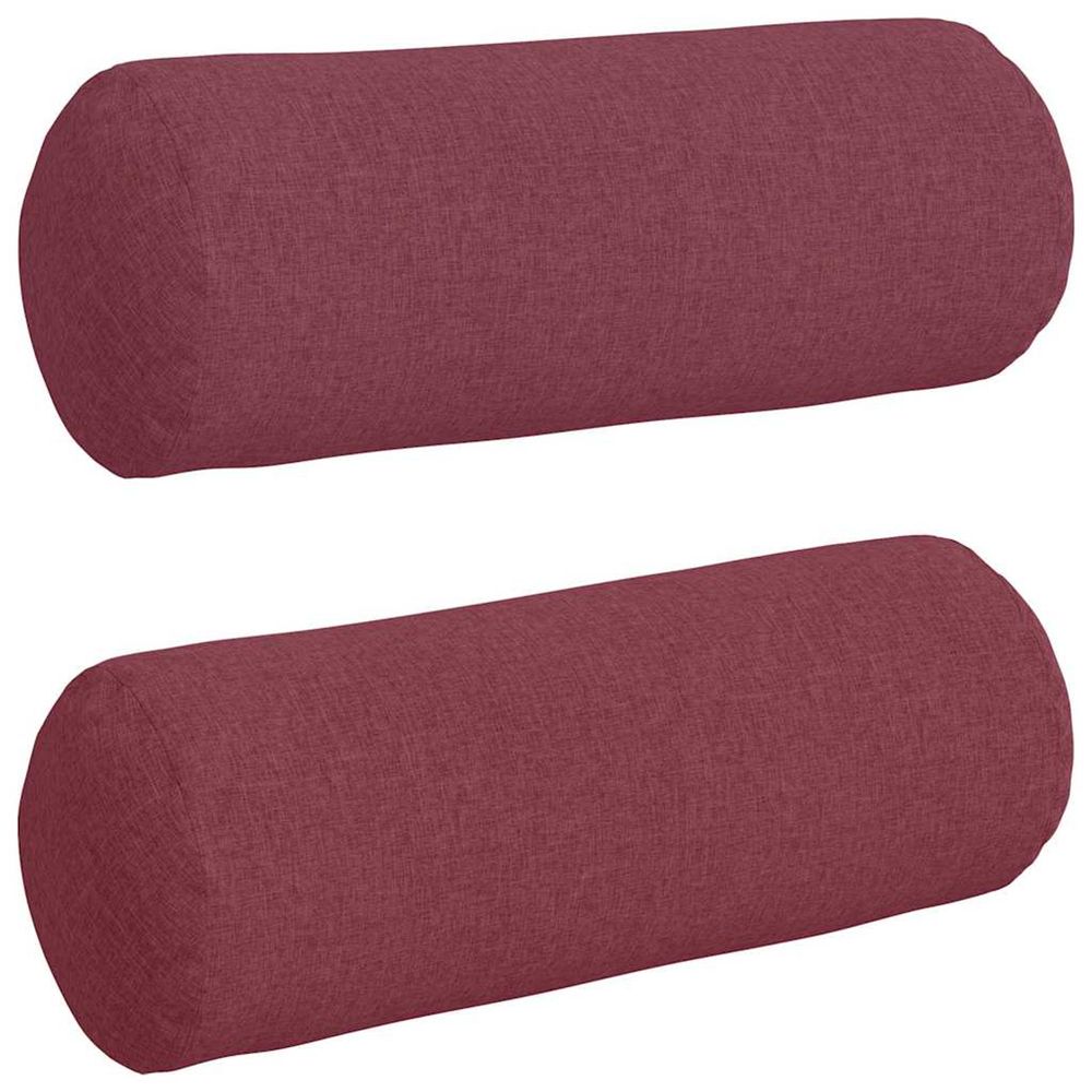 Coussins d'accent 2 pc tissu bordeaux ø 25 x 70 cm