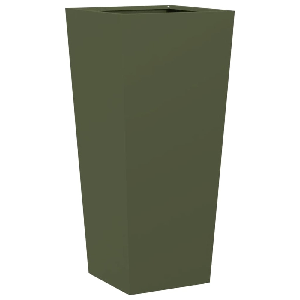 Jardinière bac lit surélevé plantes fleurs terrasse jardin olive 35 x 35 x 75 cm acier vert