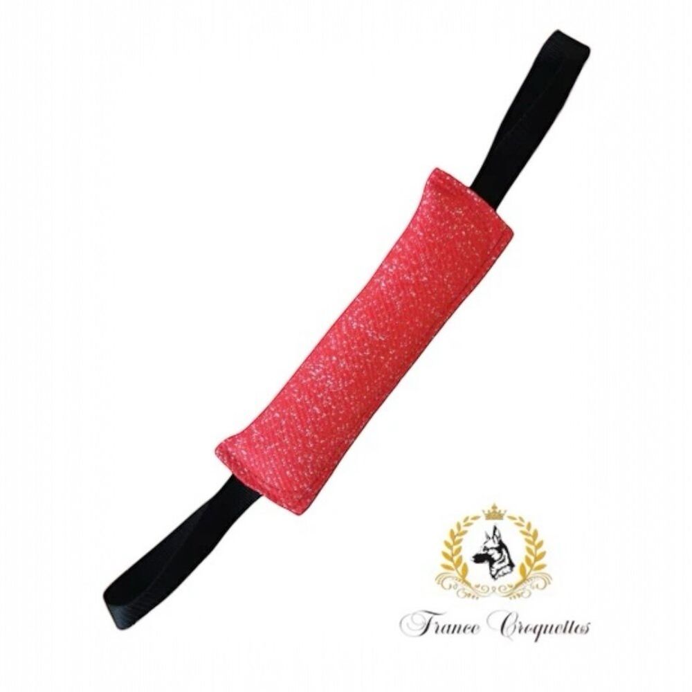 France croquettes boudin de jeu et de dressage pour chien 30 cm 2 poignées - rouge, poignées noir