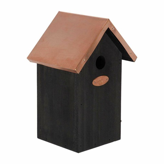 Nichoir à oiseaux en pin et cuivre mésange bleue