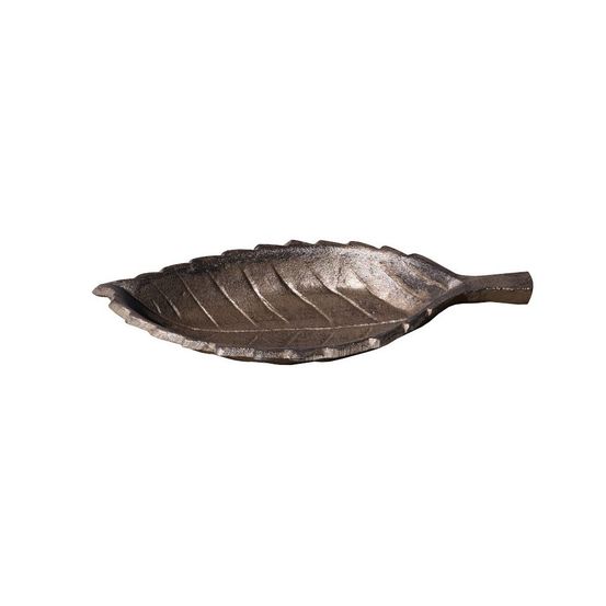 Mangeoire à oiseaux feuille abreuvoir jardin en fonte marron 26cm