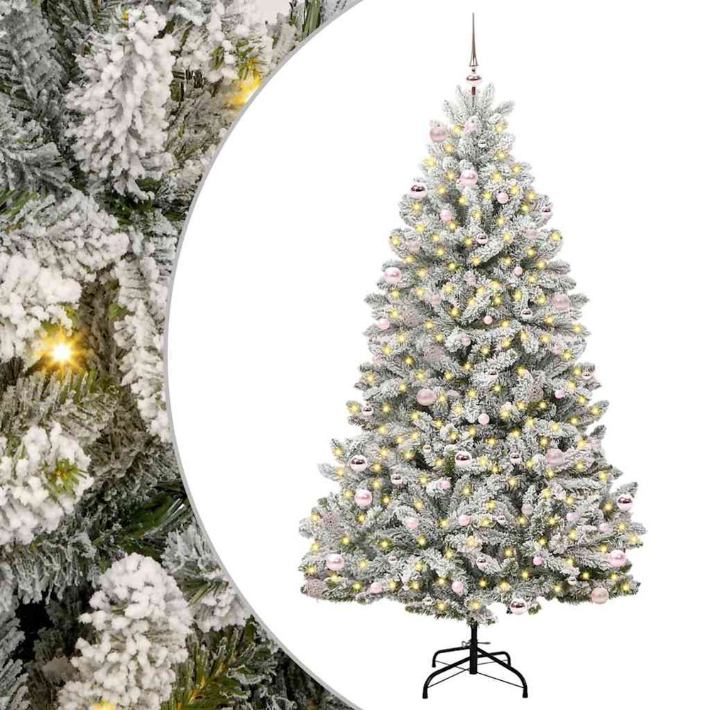 Sapin de noël artificiel vert et blanc 240 cm pvc et métal