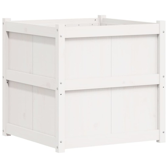 Jardinière blanc 70x70x70 cm bois de pin massif