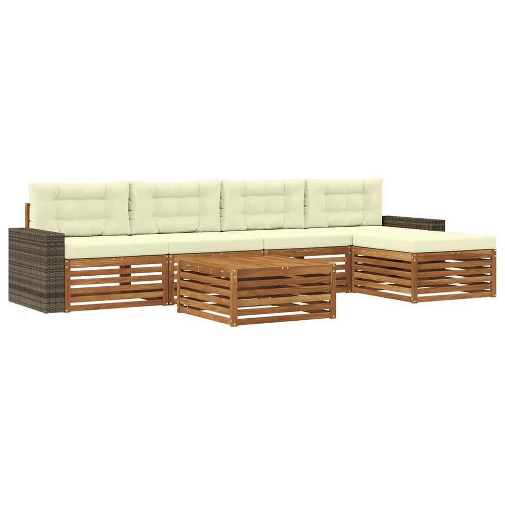 Ensemble de canapés d'extérieur 6 pc naturel et crème polyester