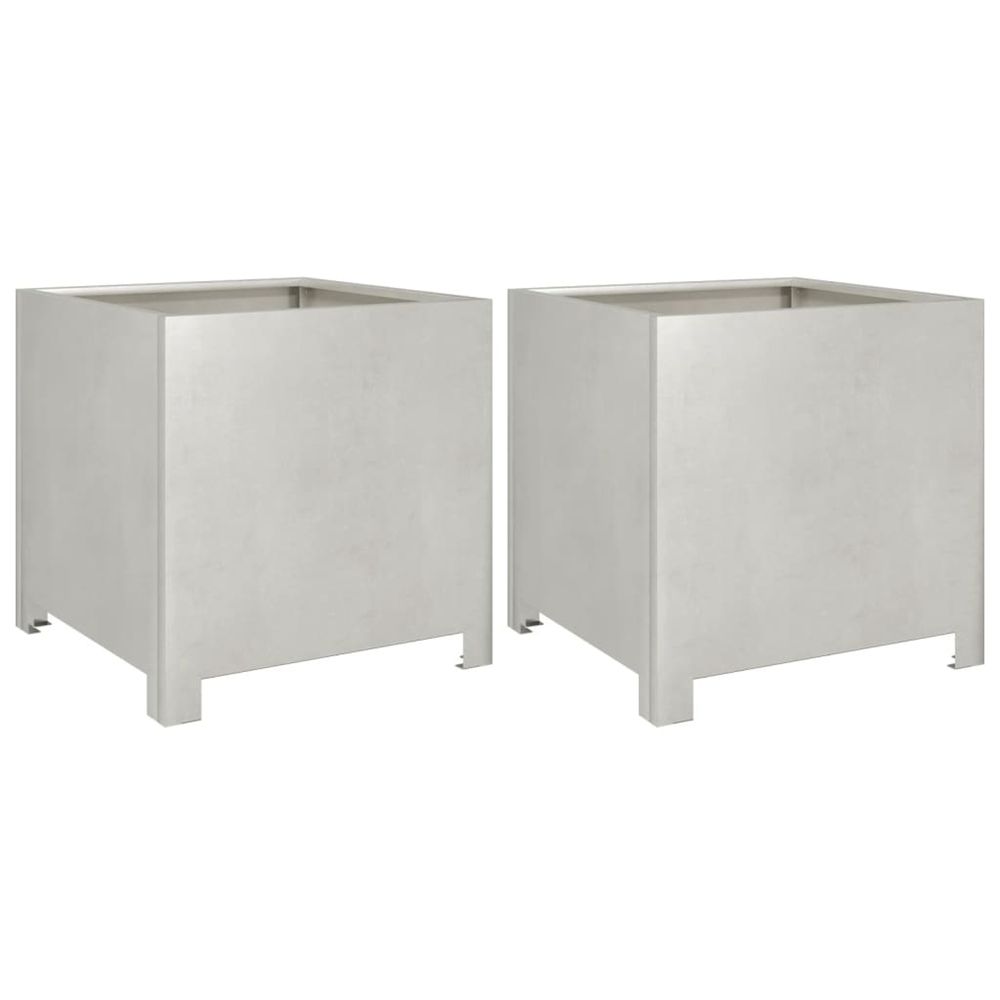 Jardinière d'extérieurs 2 pcs 40x40x40 cm acier inoxydable