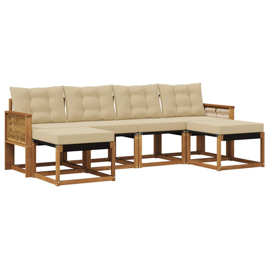 Ensemble de canapés d'extérieur 6 pcs naturel et beige