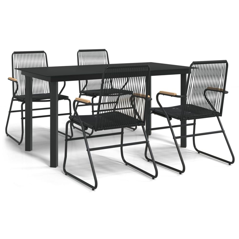Ensemble à manger de jardin 5 pcs noir rotin pvc