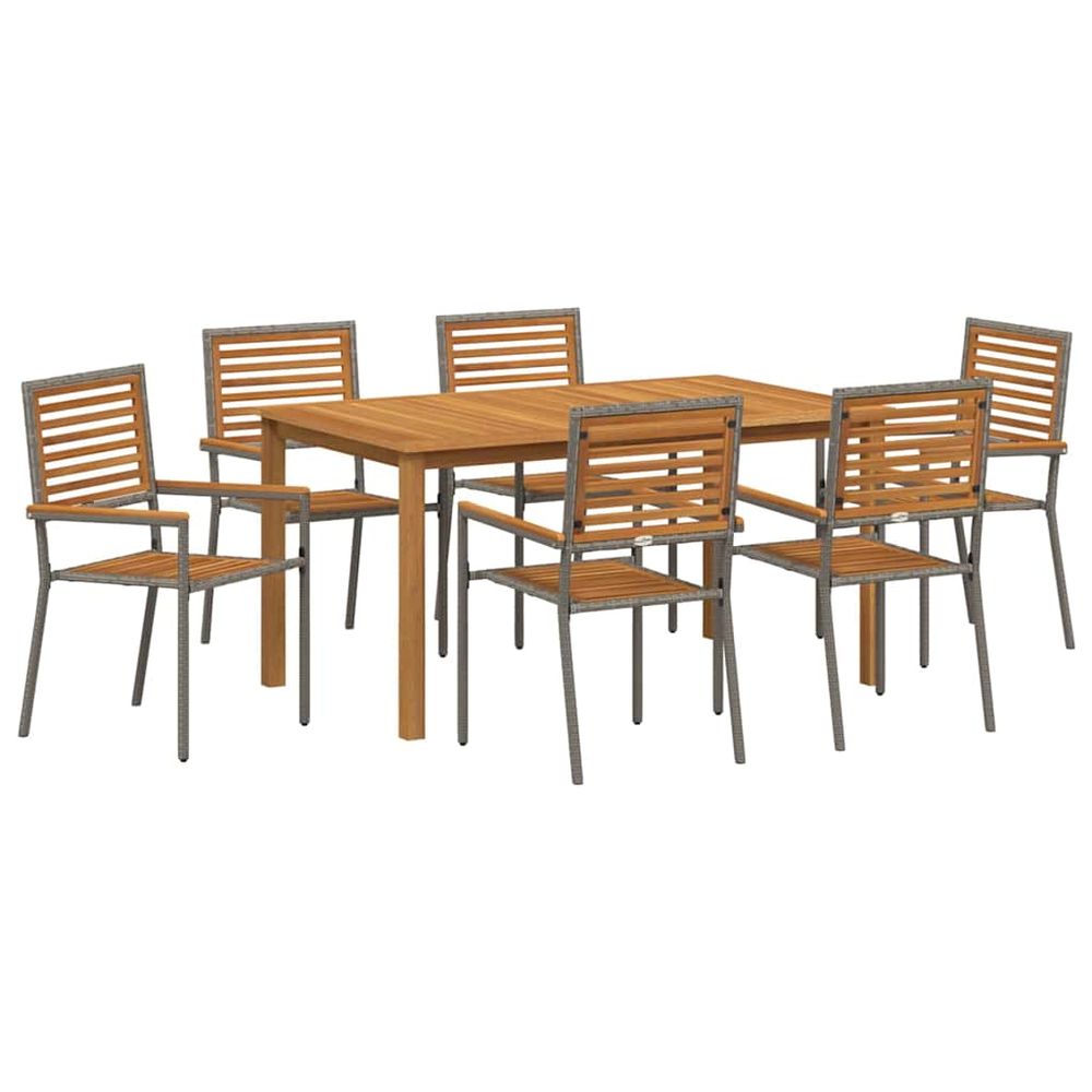 Ensemble de salle à manger pour jardin 7 pc gris
