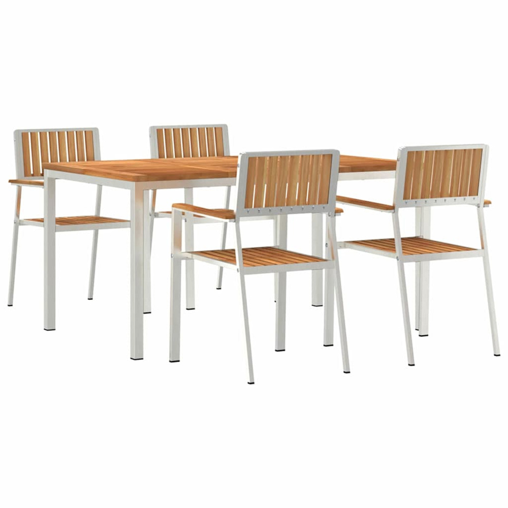 Ensemble de repas extérieur 5 pcs marron bois de teck massif