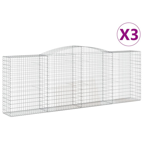 Paniers à gabions arqués 3 pcs 400x50x140/160 cm fer galvanisé