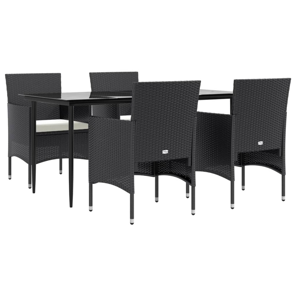 Ensemble de salle à manger de jardin meuble extérieur avec coussins 5 pièces noir