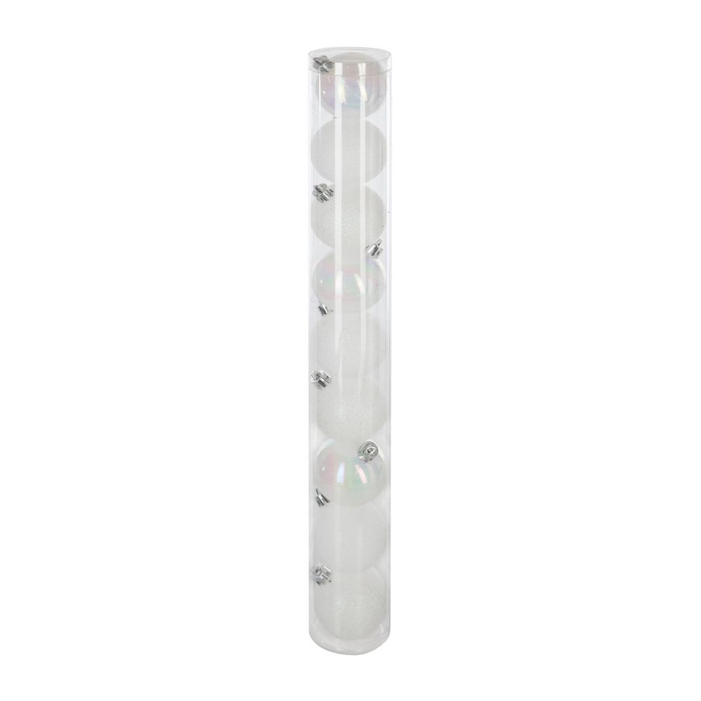 Déco de sapin lot de 9 boules de noël d 6 cm - blanc