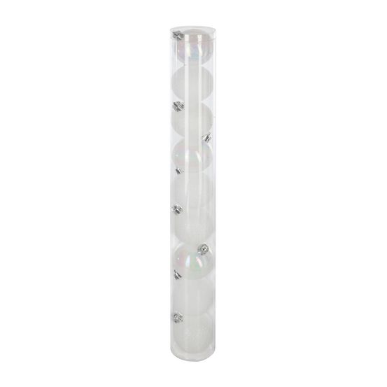 Déco de sapin lot de 9 boules de noël d 6 cm - blanc