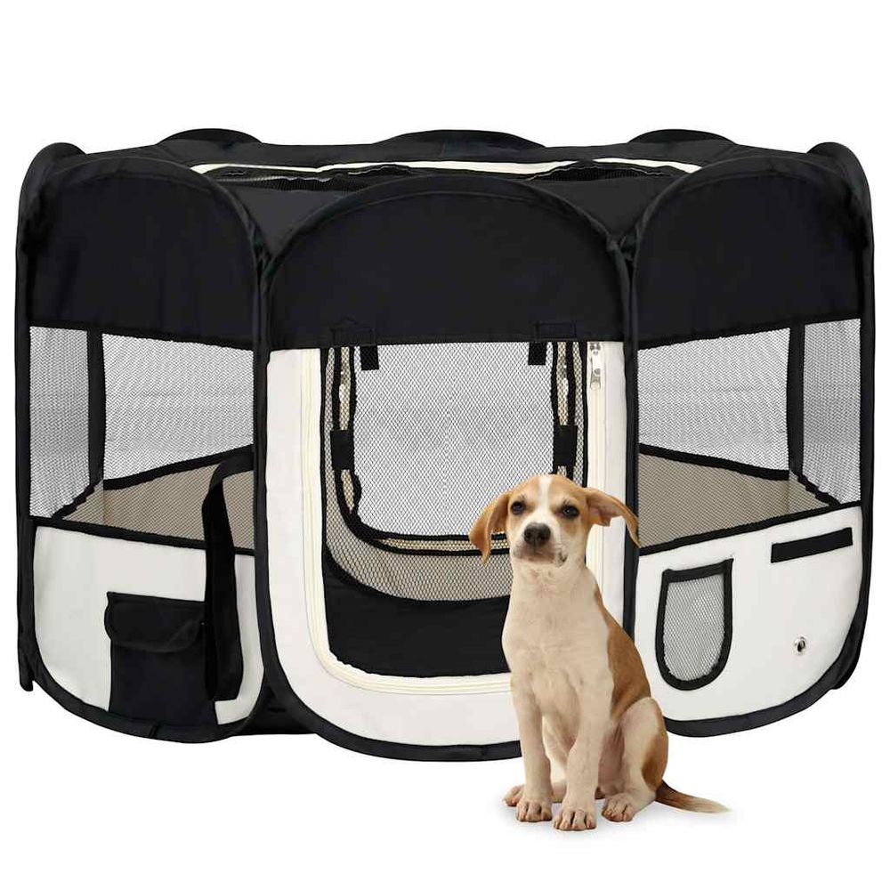 Parc pliable pour chien 110cm en tissu avec sac de transport pour intérieur voyage