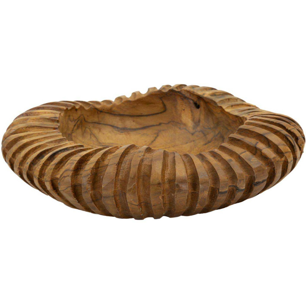 Coupe ronde en teck geris 29 x 7 cm
