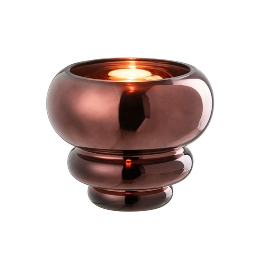 Vase ou photophore en verre prune 15.5x15.5x13.5 cm