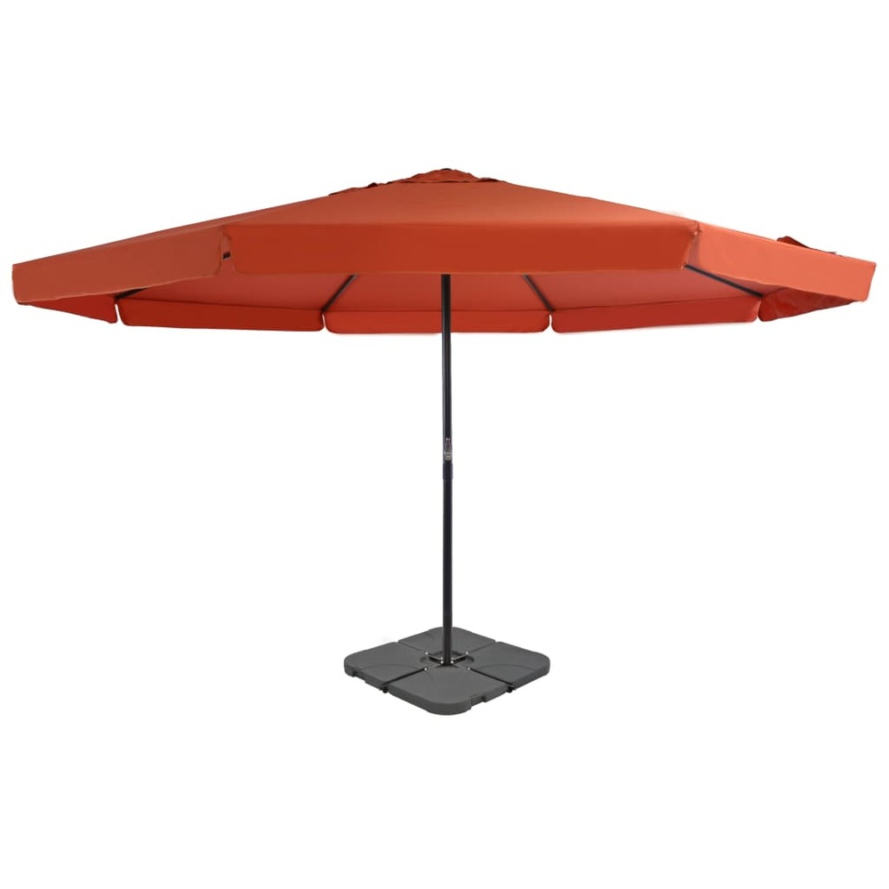 Parasol xxl avec base portable diamètre 5 m terre cuite