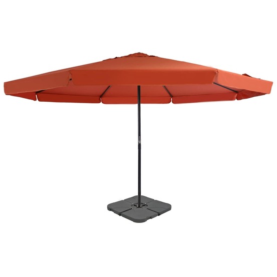 Parasol xxl avec base portable diamètre 5 m terre cuite