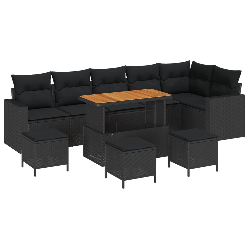 Ensemble de canapé de jardin 10 pc noir polyrotin