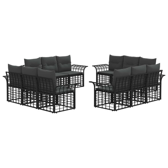 Ensemble de canapés d'extérieur 12 pcs noir et gris foncé