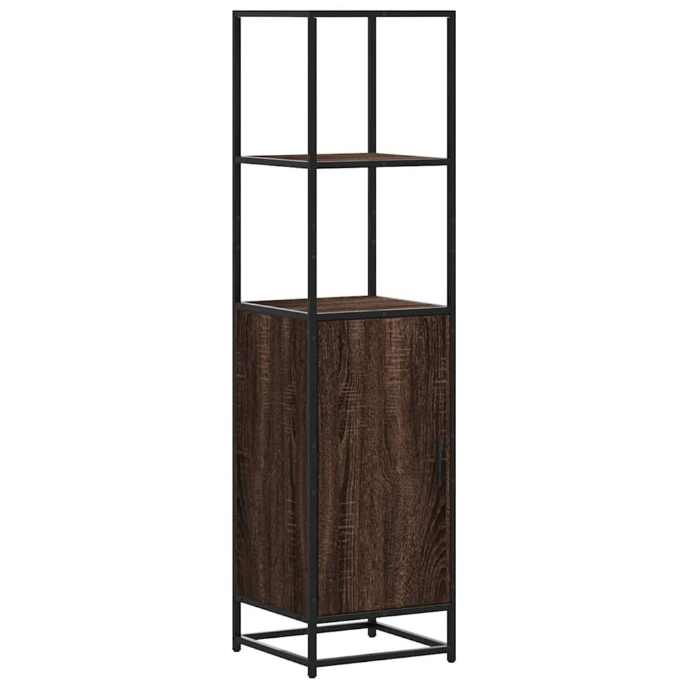 Buffet haut chêne marron 35,5x35x139 cm bois d'ingénierie métal