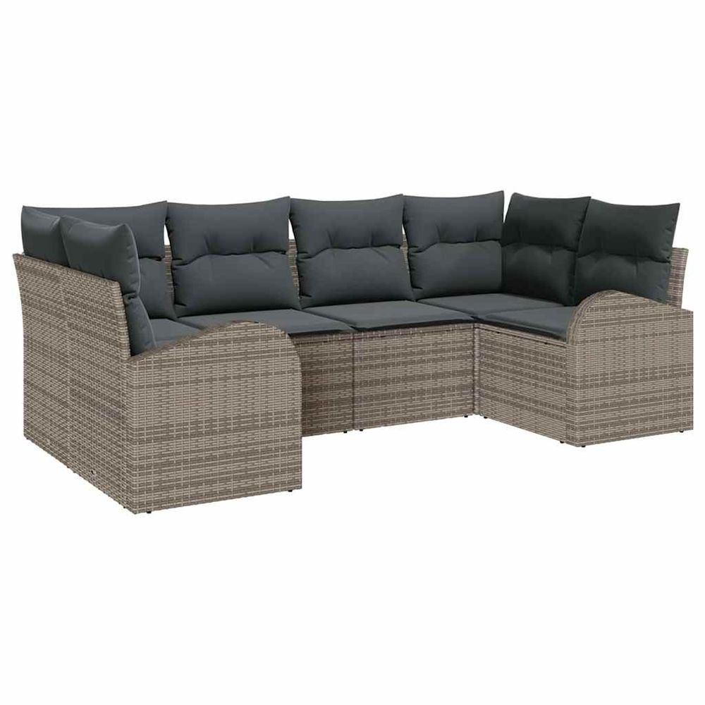 Ensemble de canapé de jardin 6 pc gris polyrotin