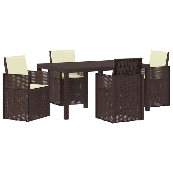 Ensemble de salle à manger pour jardin 5 pcs marron et crème pp