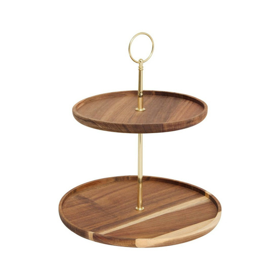 Serviteur rond 2 étages en bois
