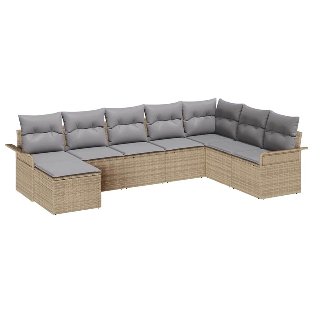 Ensemble de canapé de jardin 8 pc beige poly rotin