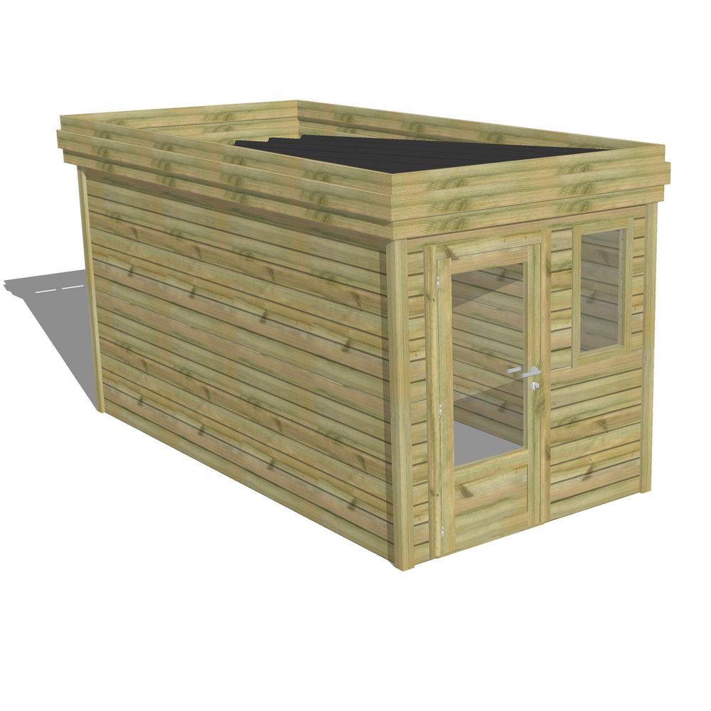 Abri de jardin bois pin traité autoclave 27mm - 2,14x4,34m / 9m2 - bac acier - abri français