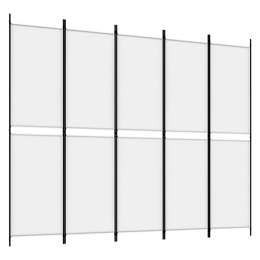 Cloison de séparation 5 panneaux blanc 250x200 cm tissu