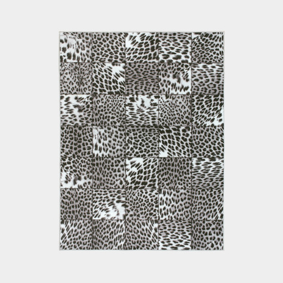 Tapis toucher soft - imprimé léopard - patchwork noir et blanc - 120 x 160 cm