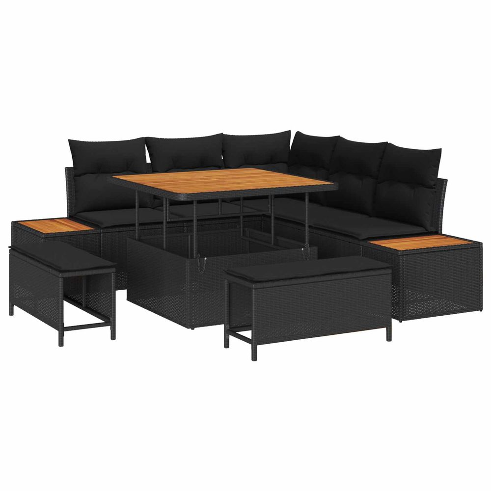 Ensemble de canapé de jardin 8 pc 7-nombre de places noir