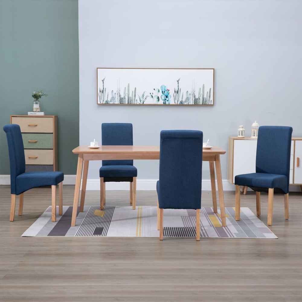 Chaises de salle à manger 4 pcs bleu tissu