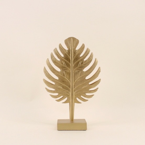 Statuette feuille en polyrésine doré 33cm