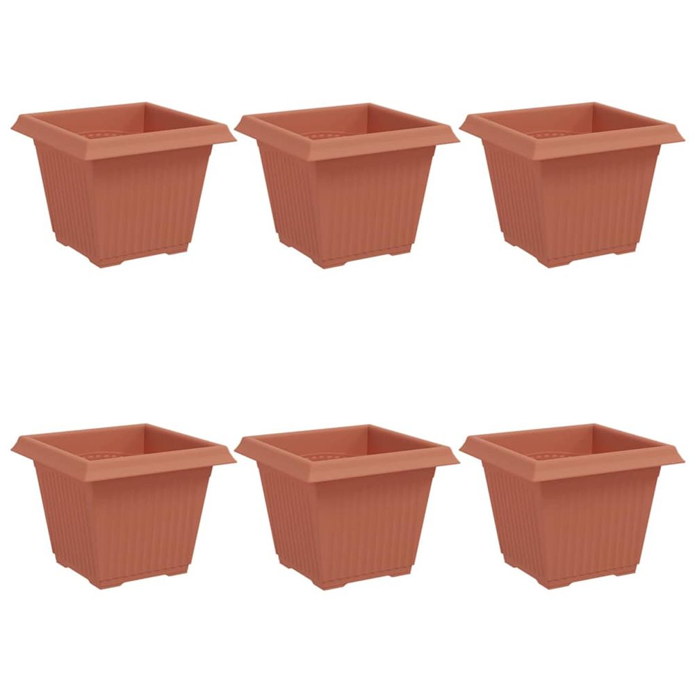 Pot de fleurs carré 6 pc rouge brique 33 x 33 x 26 cm plastique