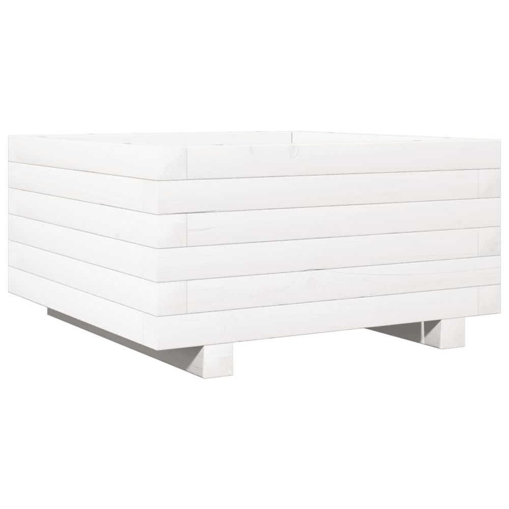 Jardinière blanc 50x50x26,5 cm bois de pin massif