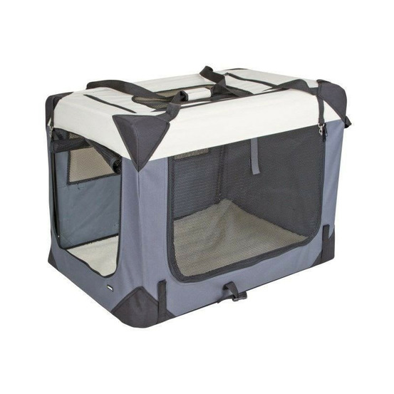 Box de transport - kerbl - journey - 81 x 58 x 58 cm - gris / beige