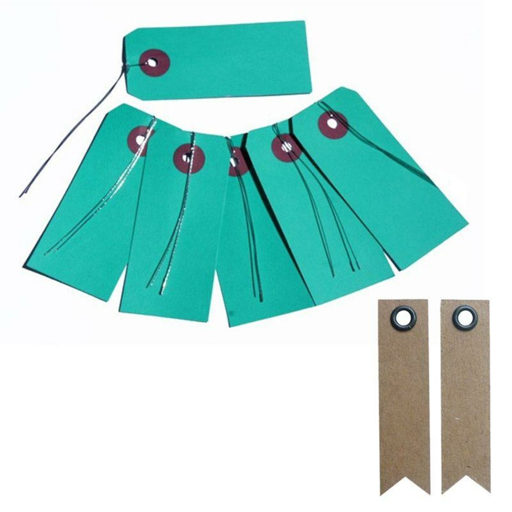 10 étiquettes bleues avec fil métal + 20 étiquettes kraft fanion