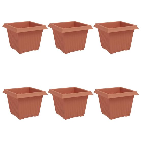 Pot de fleurs carré 6 pc rouge brique 23 x 23 x 17,5 cm