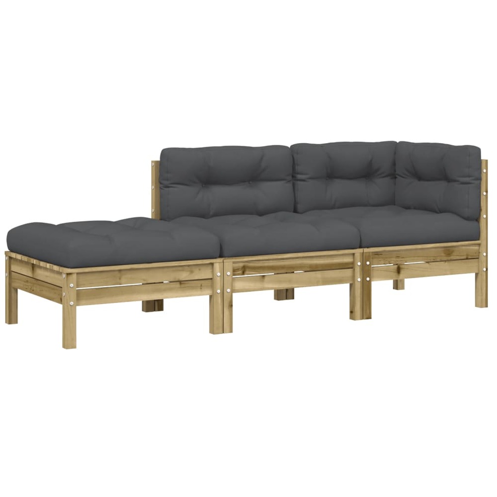 Canapé de jardin avec coussins et repose-pied 2 places