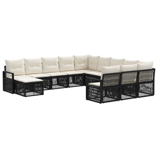 Ensemble de canapé de jardin 12 pc noir polyrotin